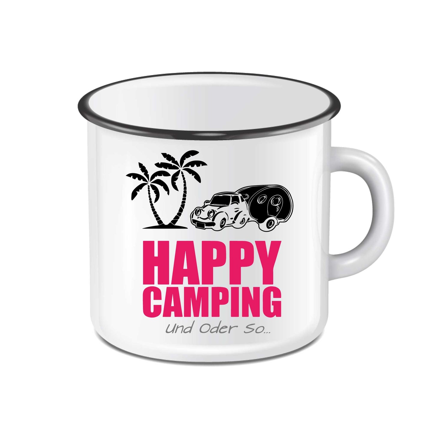 Emailletasse "Happy Camping"