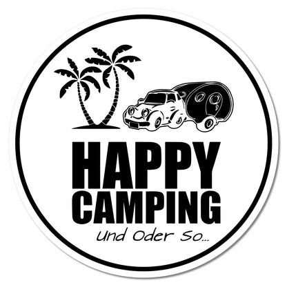 Der Happy Camping Sticker – modern und zeitlos